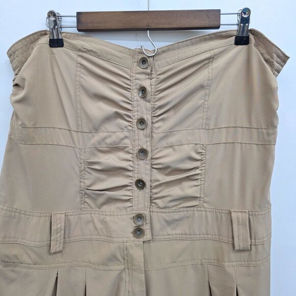 Womens Beige Strapless Button-Front Jumpsuit With Pockets & Elastic Hem Size 2X - Picture 6 of 16